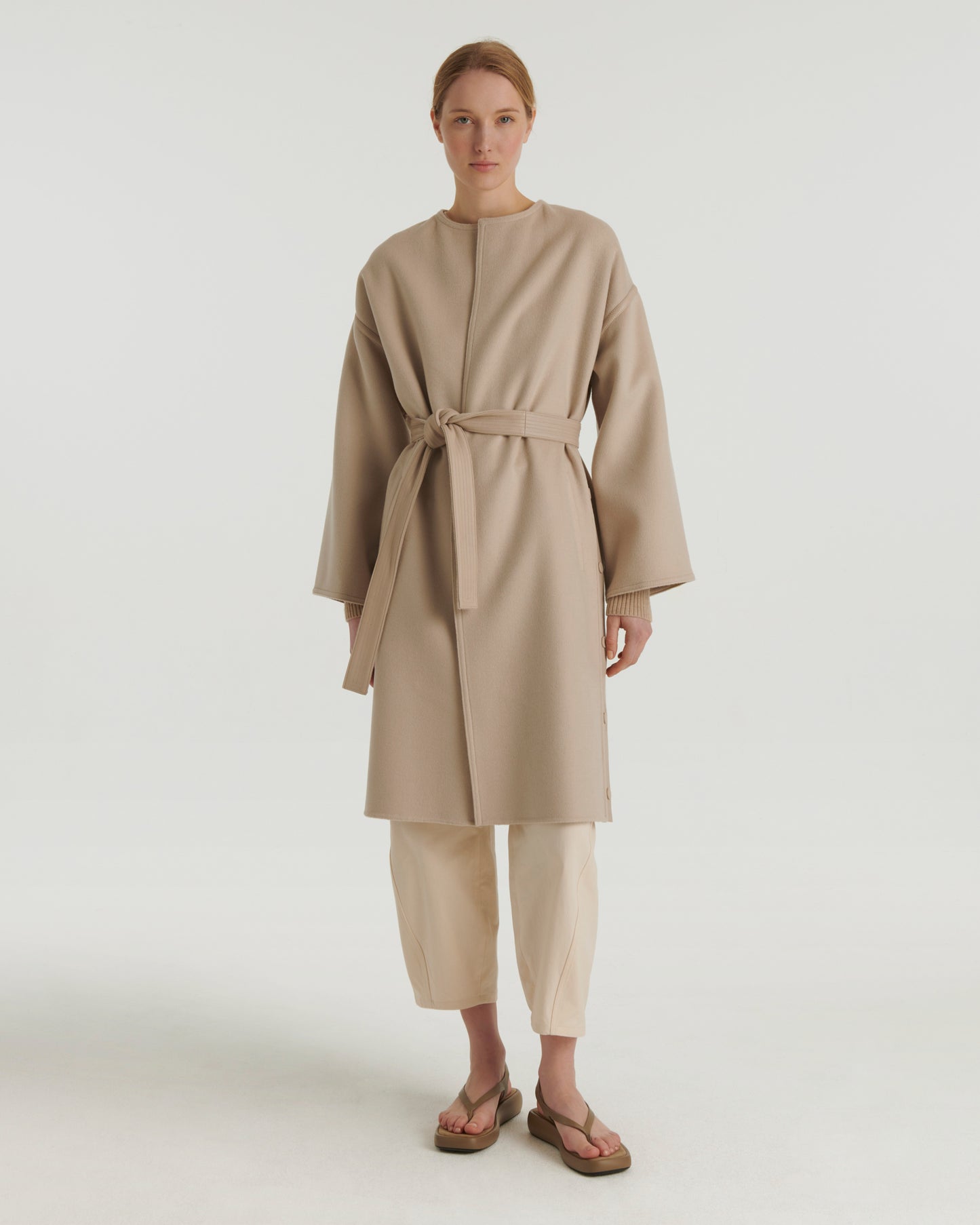 Double-sided cashmere oversized coat - beige - Yves Salomon