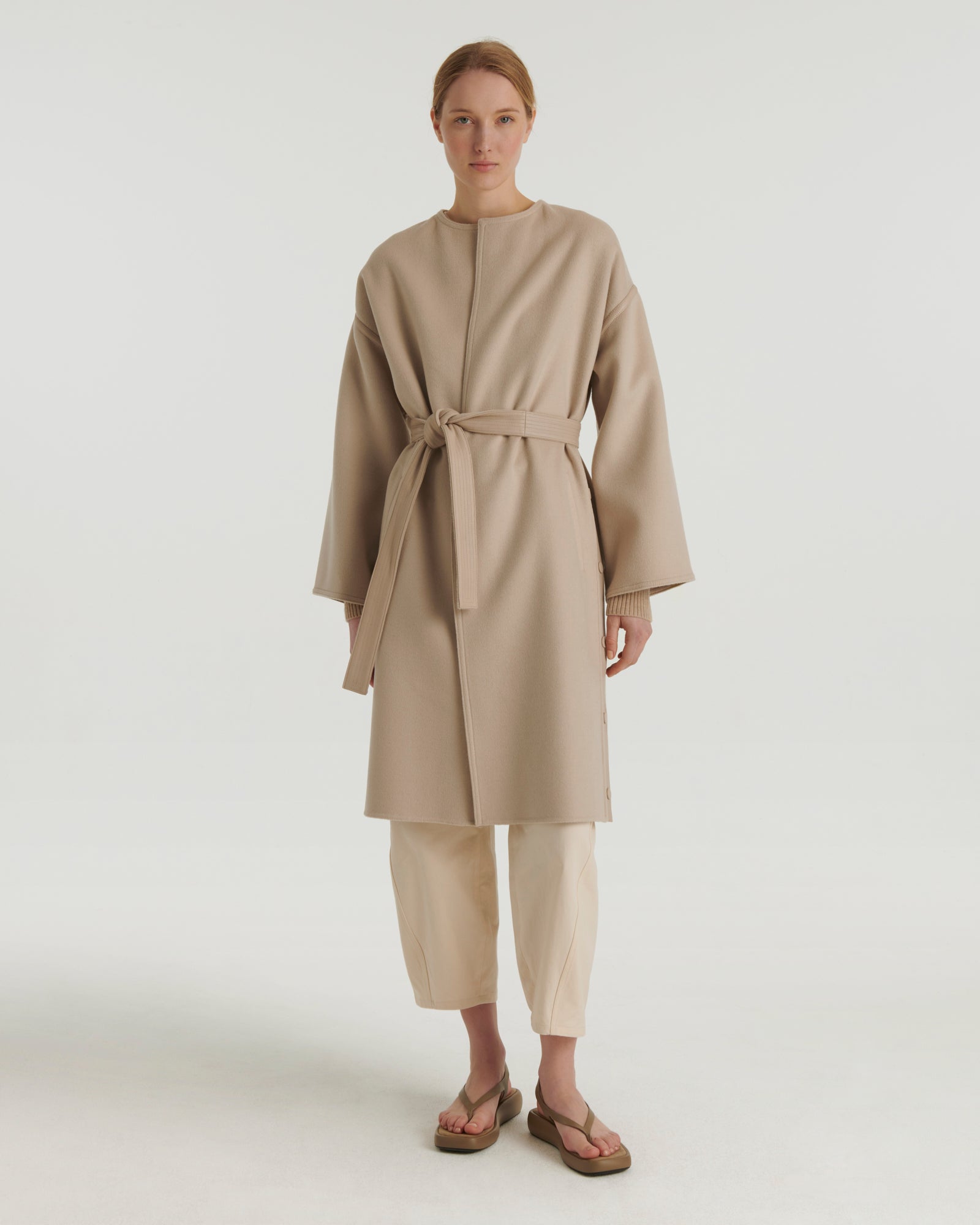 Double-sided cashmere oversized coat - beige - Yves Salomon