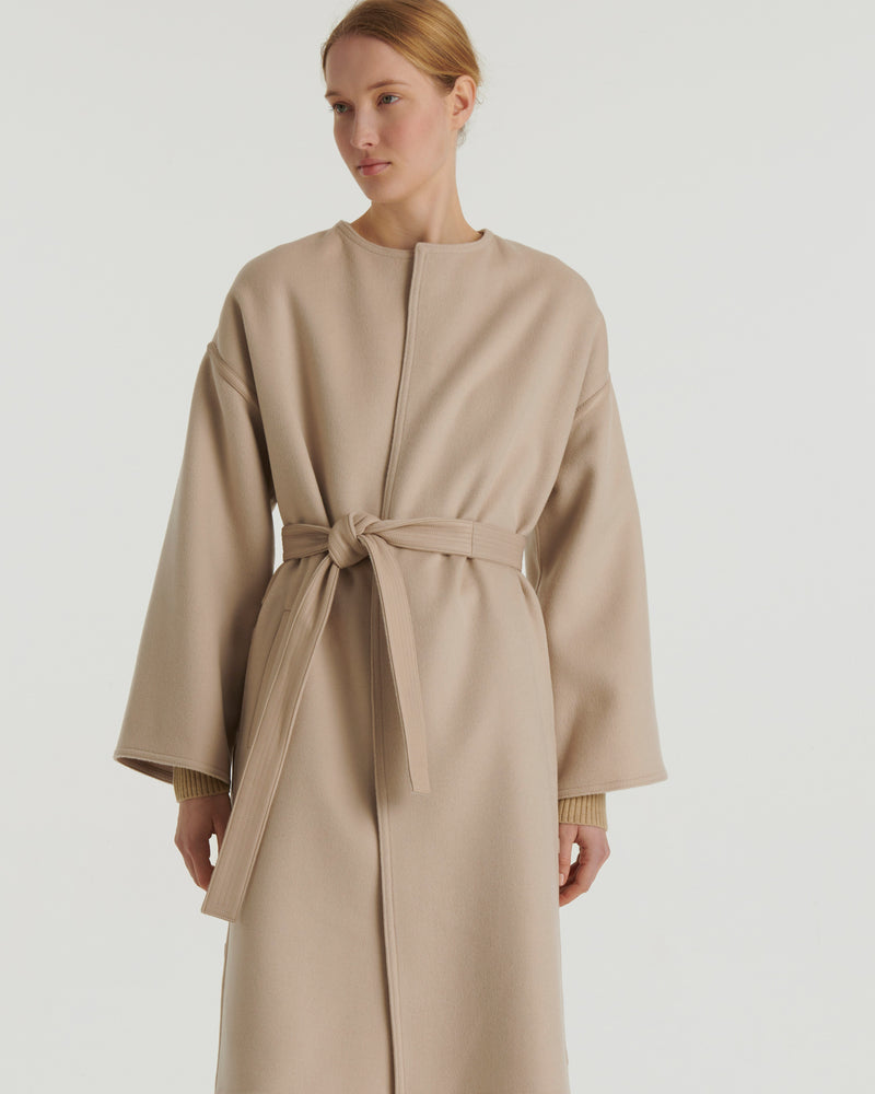 Double-sided cashmere oversized coat - beige - Yves Salomon