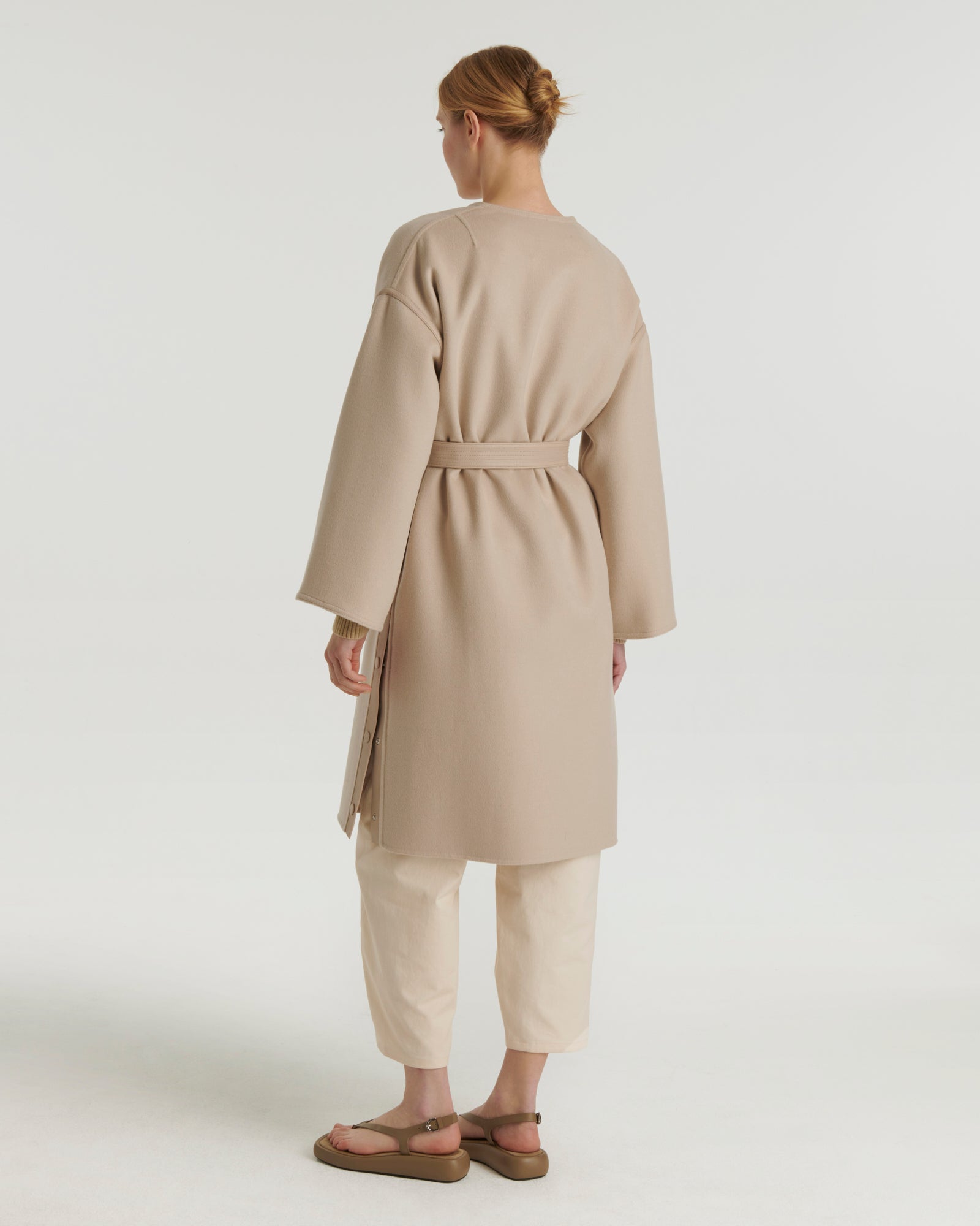 Double-sided cashmere oversized coat - beige - Yves Salomon