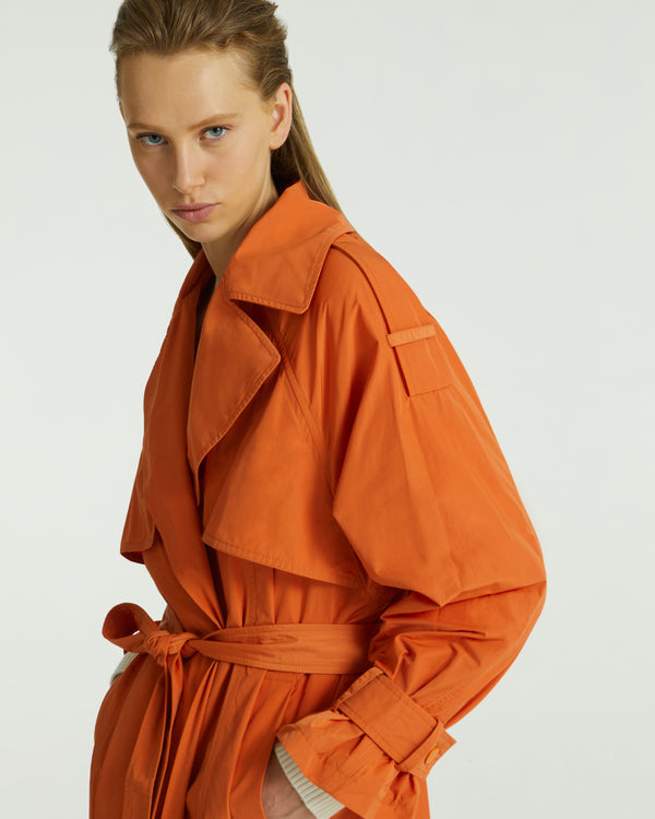 Technical fabric trench coat - orange - Yves Salomon