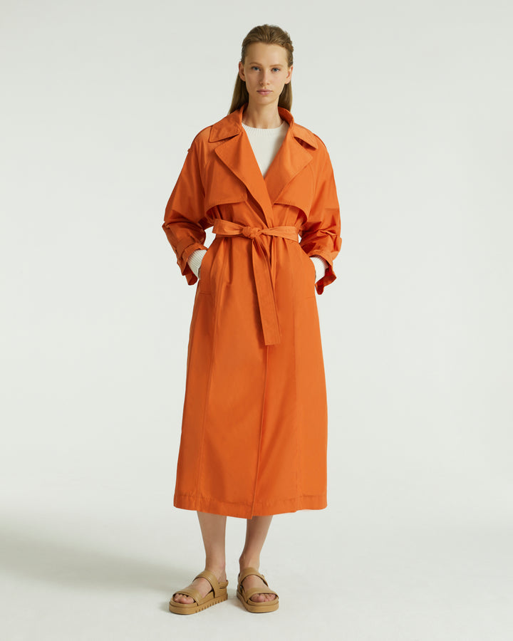 Technical fabric trench coat - orange - Yves Salomon
