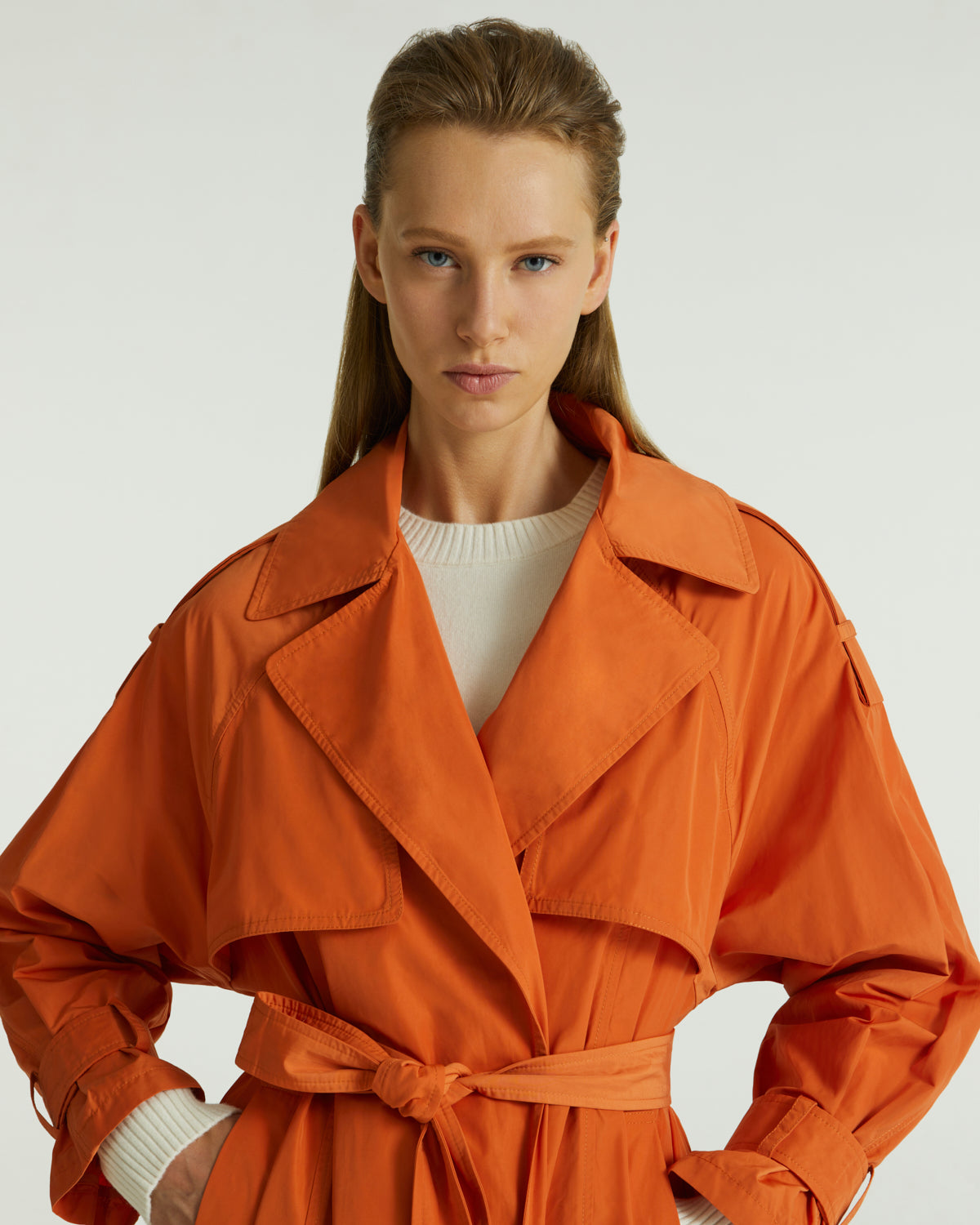 Technical fabric trench coat - orange - Yves Salomon