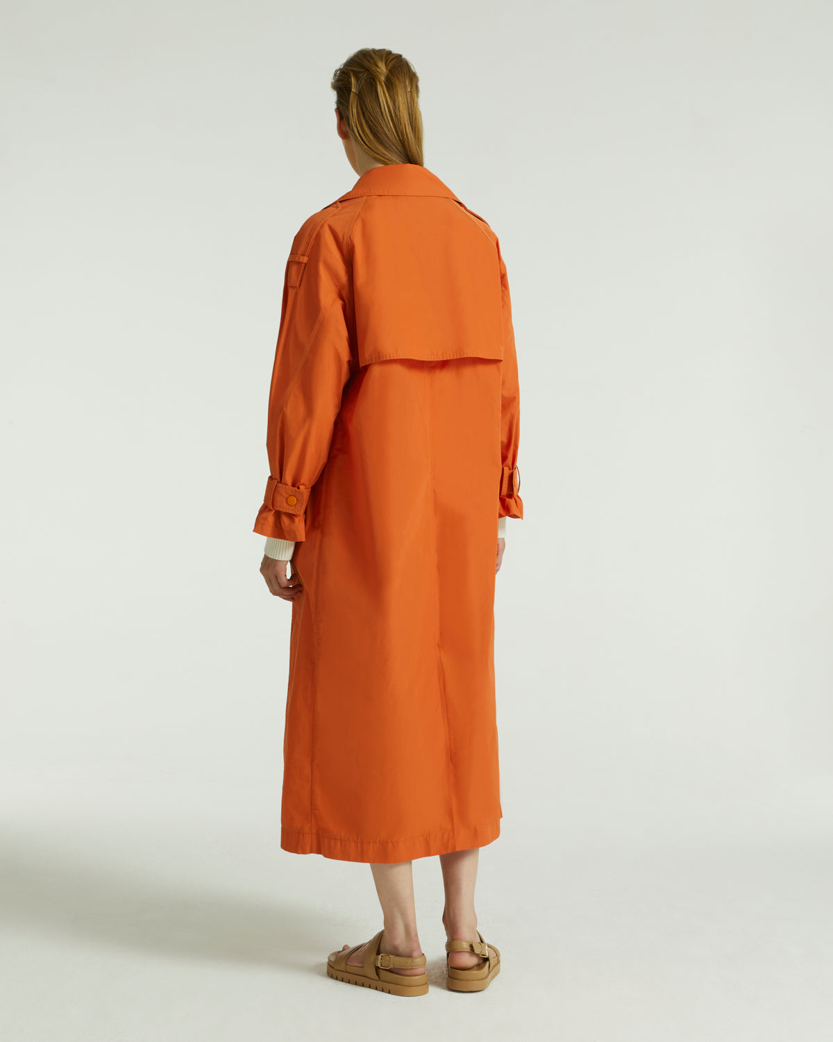Technical fabric trench coat - orange - Yves Salomon