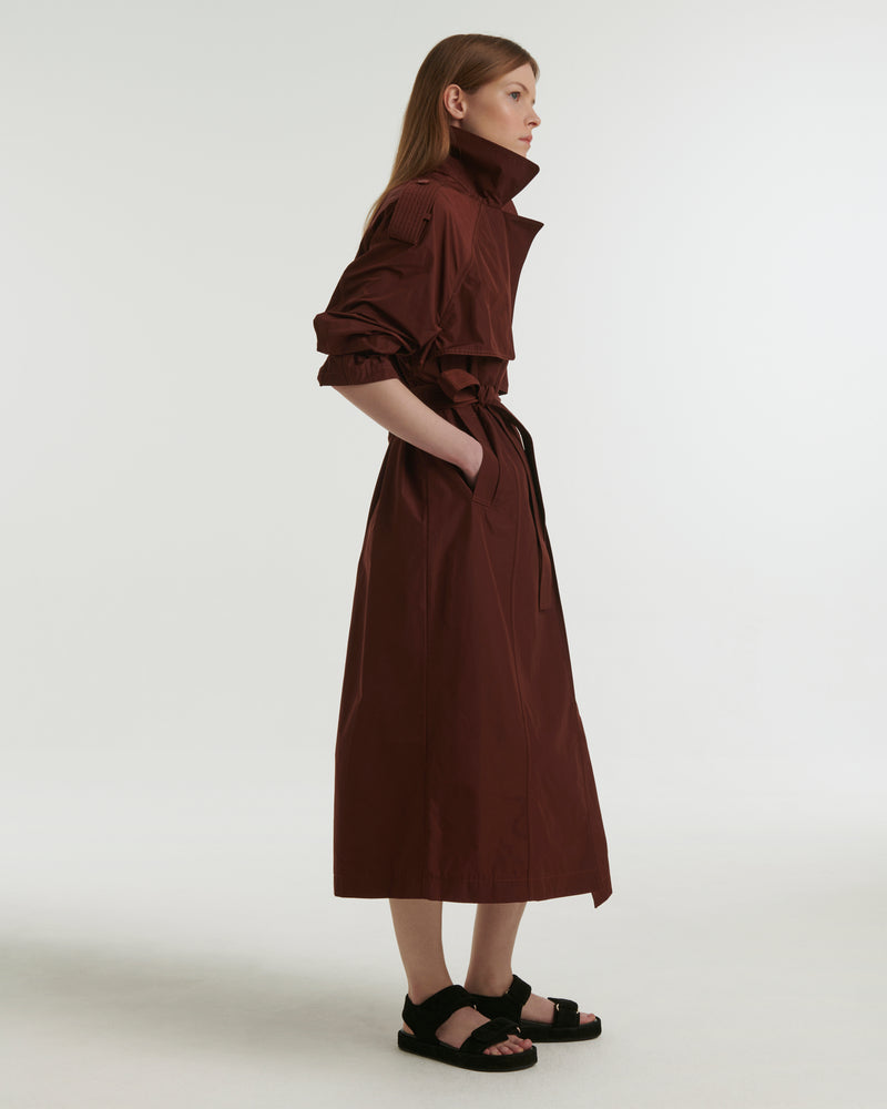 Technical fabric trench coat - burgundy - Yves Salomon