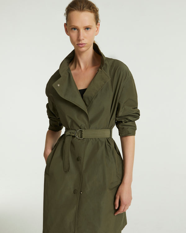 Oversized coat in technical fabric - green - Yves Salomon