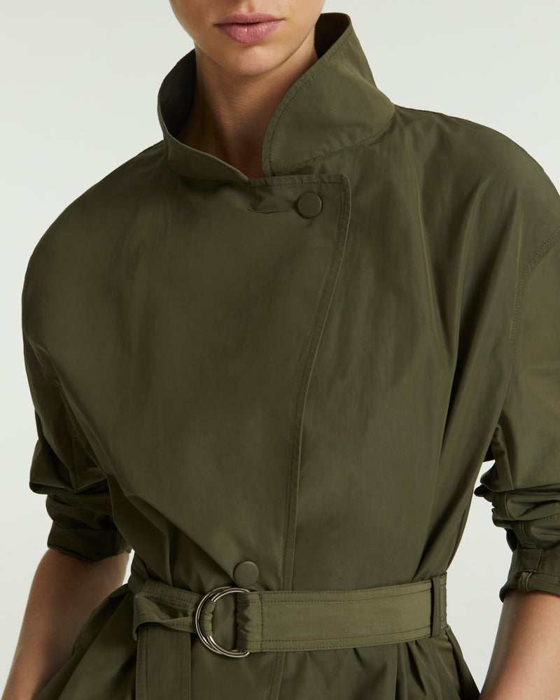 Oversized coat in technical fabric - green - Yves Salomon