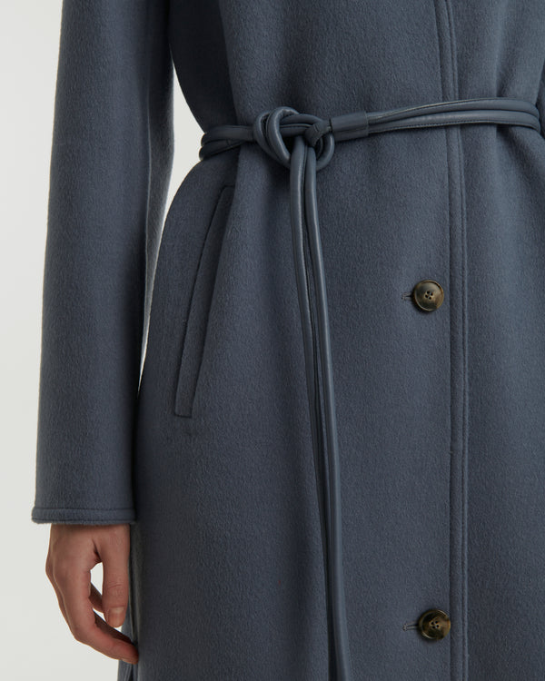 Long double-sided cashmere coat - blue - Yves Salomon