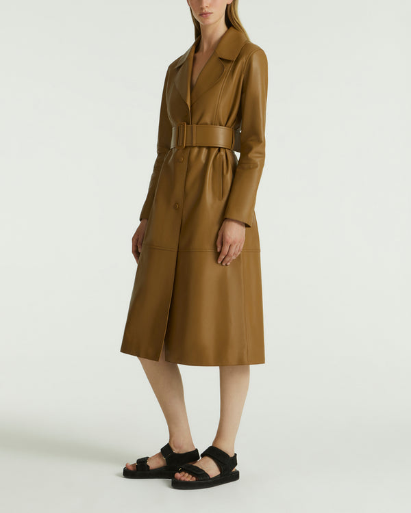 Long leather trench coat