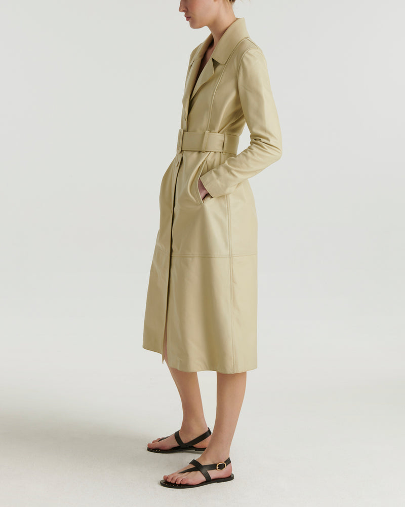 Long leather trench coat