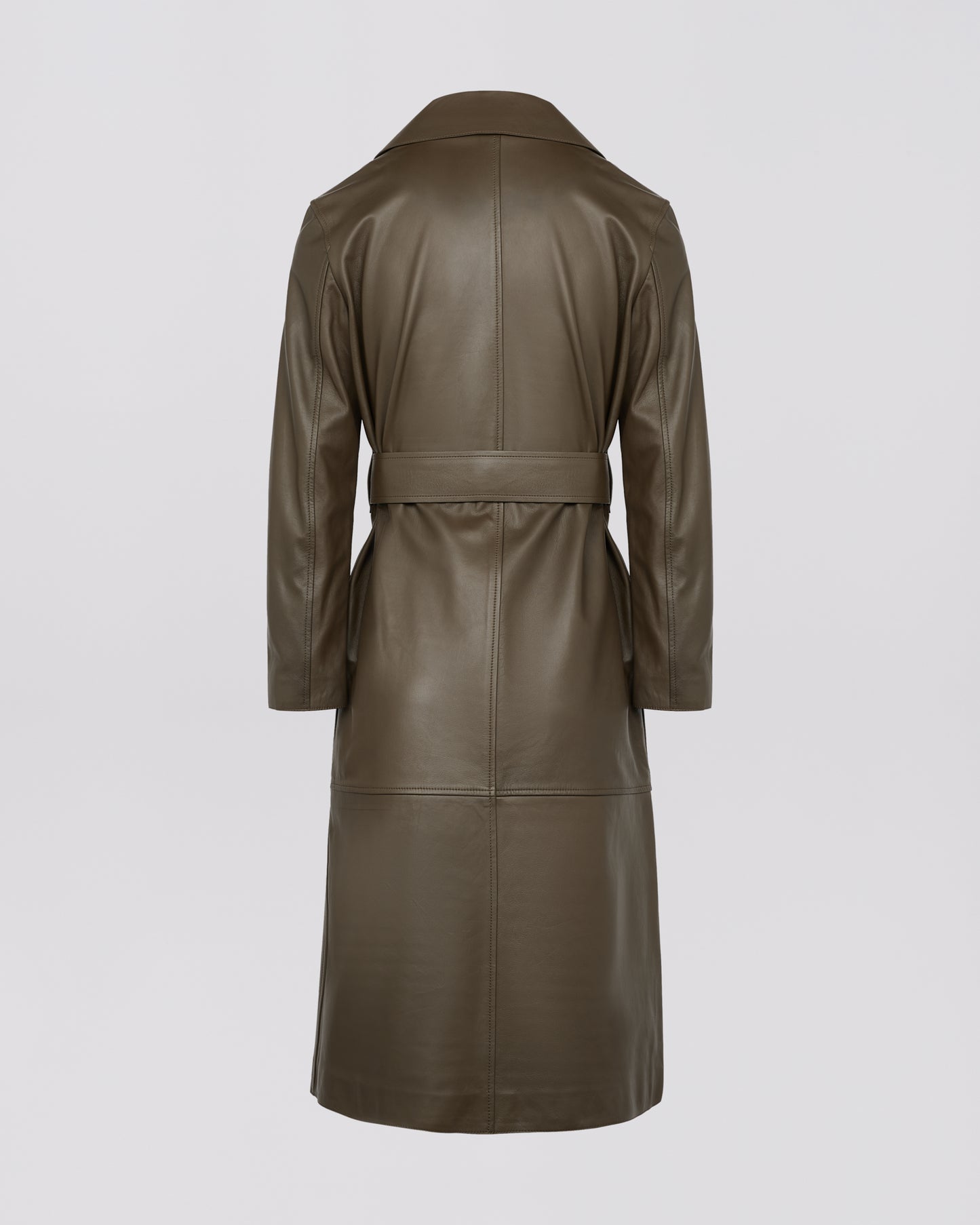 Long lamb leather trench coat