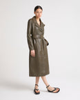 Long lamb leather trench coat