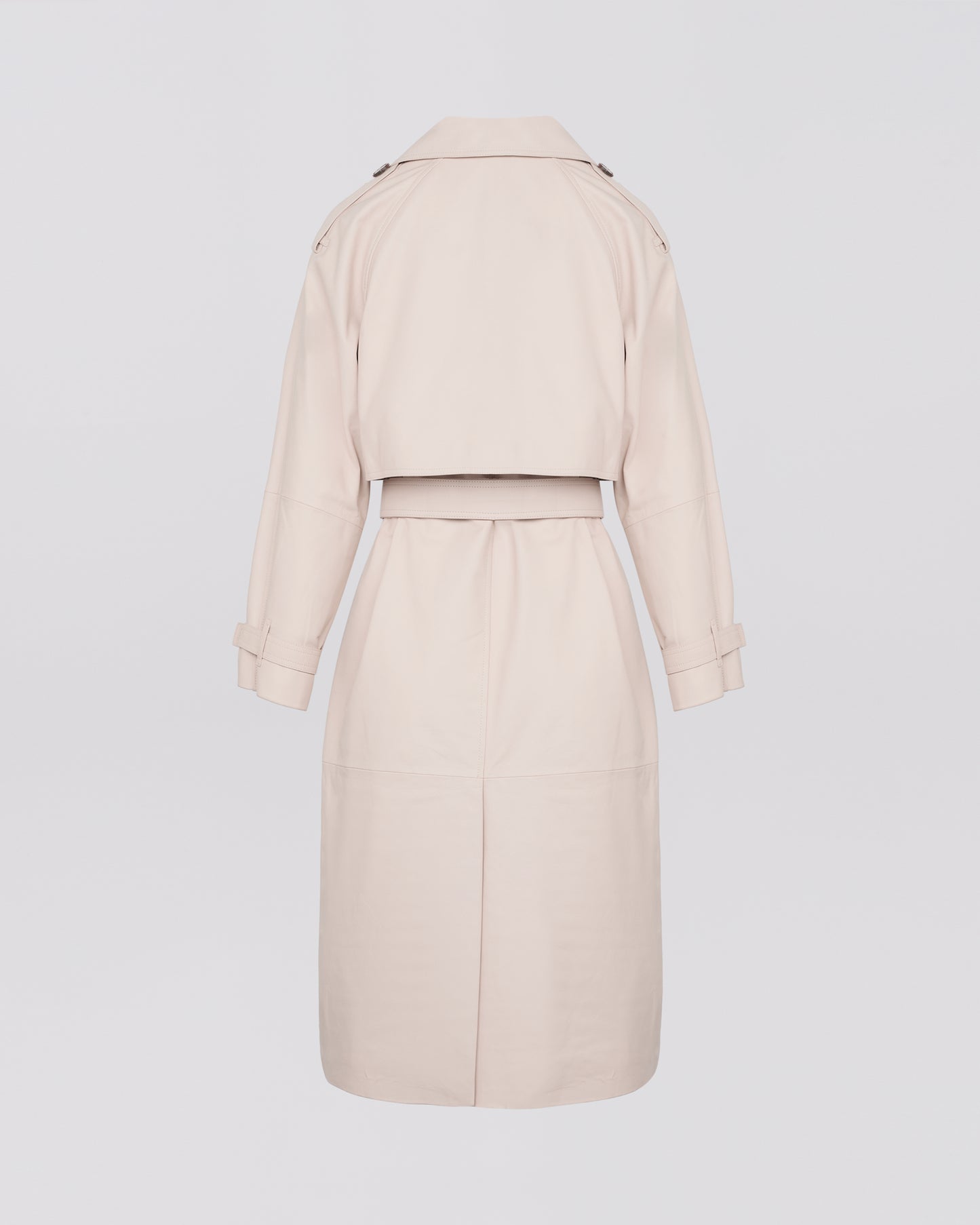 Long belted trench coat in lamb leather