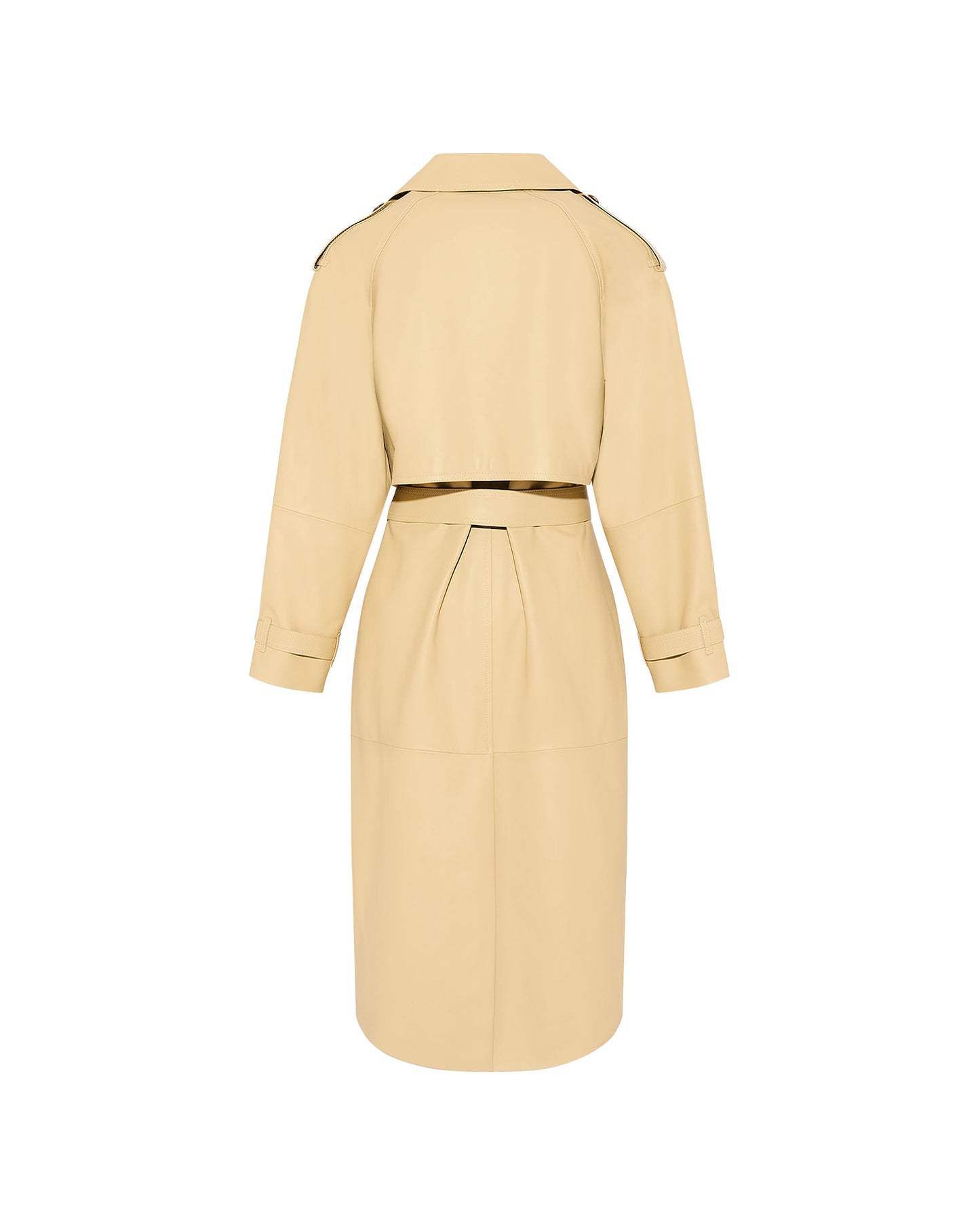 Long belted trench coat in lamb leather - Yves Salomon