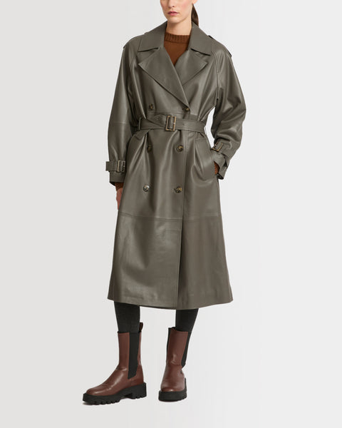 Chloe Lamb Leather double-breasted trench coat ラム レザー Chloe Lamb Leather double-breasted trench coat ラム レザー