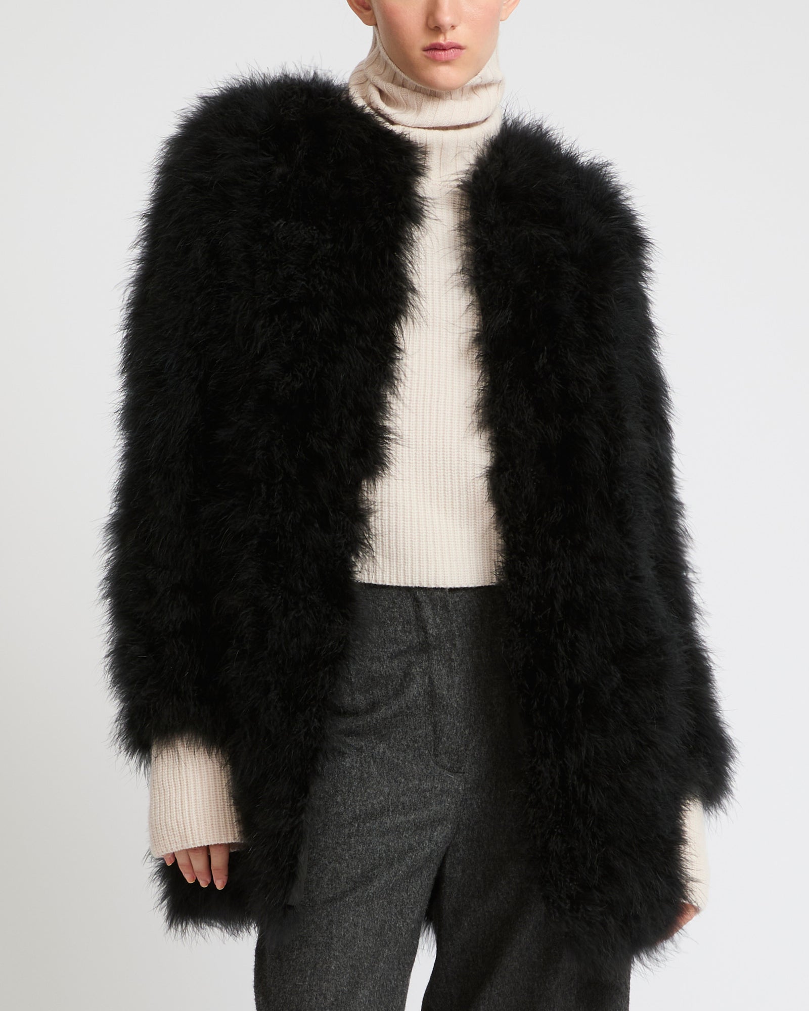 YVES SALOMON　ファージャケット　コヨーテ　ブラック　フランス製　46 YVES SALOMON ファージャケット コヨーテ ブラック フランス製