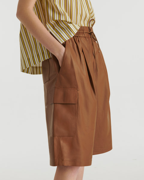 Leather bermuda shorts - Brown - Yves Salomon – Yves Salomon US