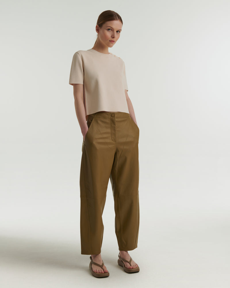 Leather trousers - khaki - Yves Salomon