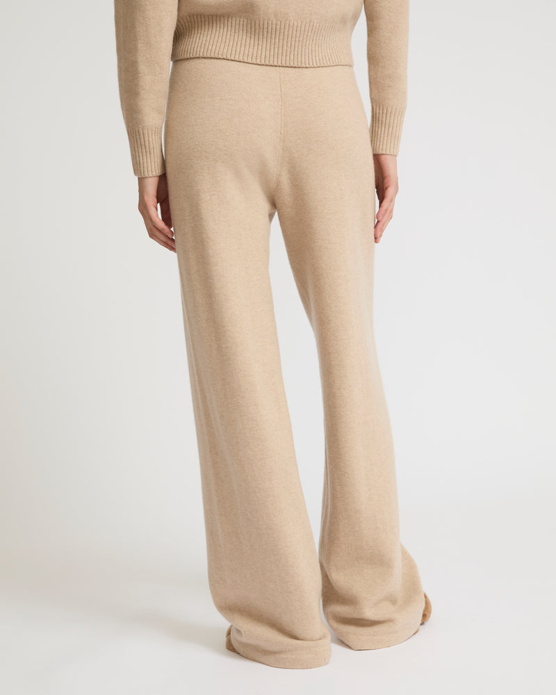 Merino knit wide leg trousers - beige - Yves Salomon