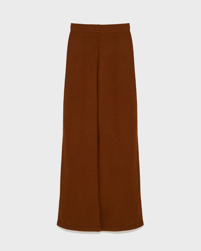 Merino knit wide leg trousers - brown - Yves Salomon