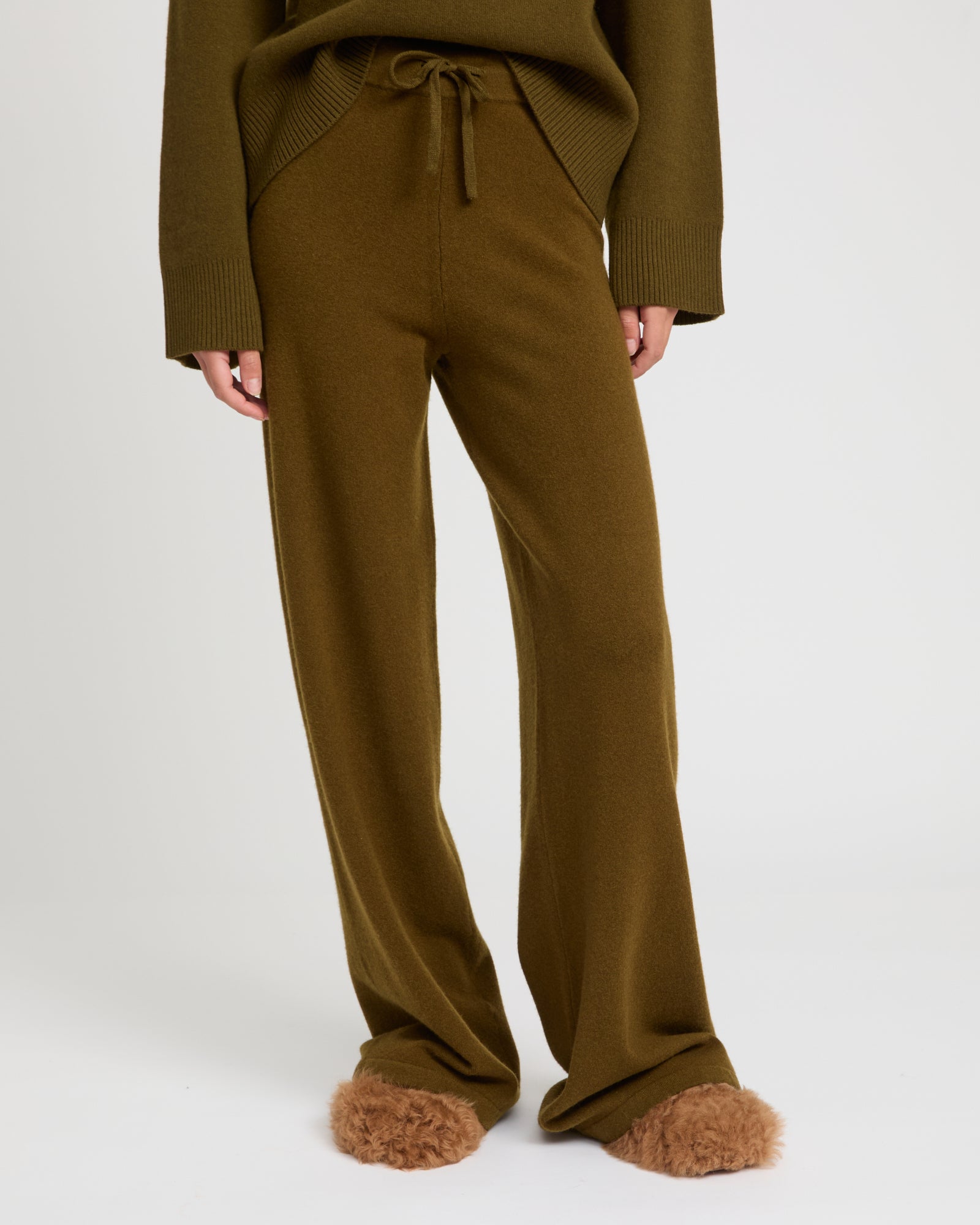 Merino knit wide leg trousers -Yves Salomon