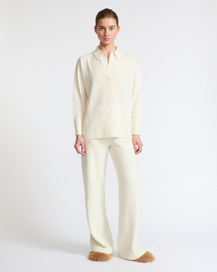 Merino knit wide leg trousers