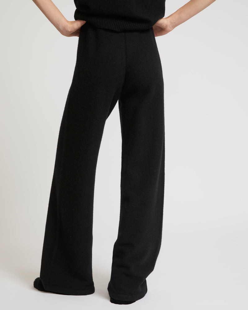 Merino knit wide leg trousers - black - Yves Salomon