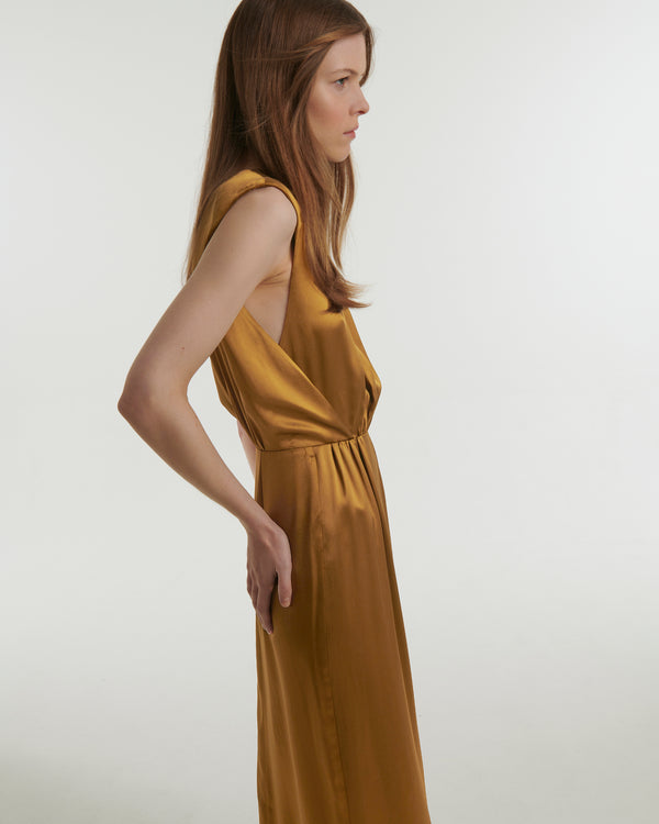 Satin maxi dress - bronze - Yves Salomon