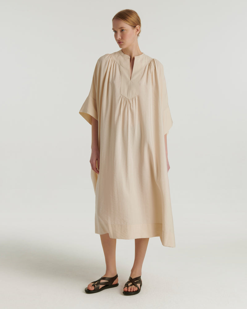 Silk seersucker dress - beige - Yves Salomon