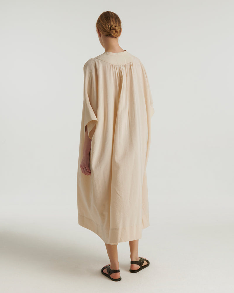Silk seersucker dress - beige - Yves Salomon