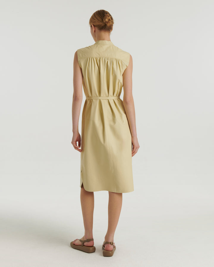 Sleeveless lamb leather shirt dress