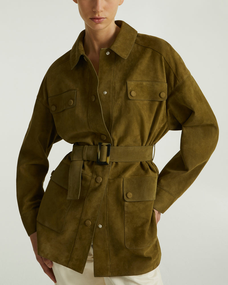 Safari jacket in double-sided velour lamb leather