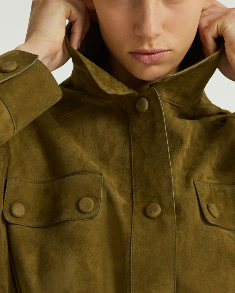 Safari jacket in double-sided velour lamb leather