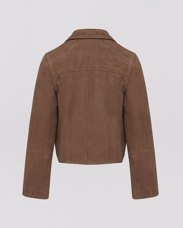 Cropped jacket in double-sided velour lamb leather