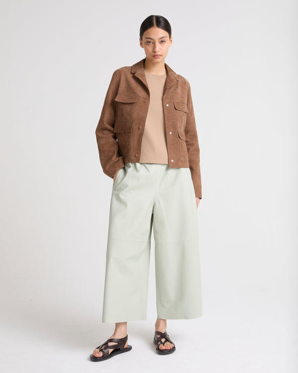 Cropped jacket in double-sided velour lamb leather