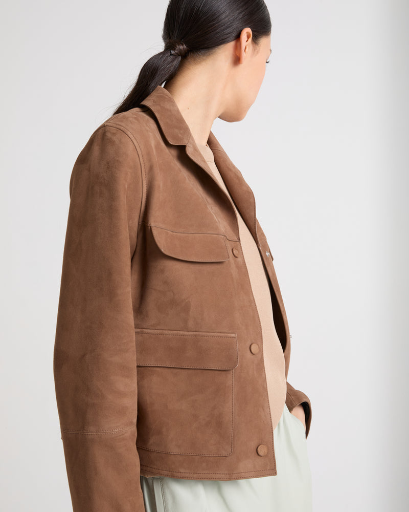 Cropped jacket in double-sided velour lamb leather