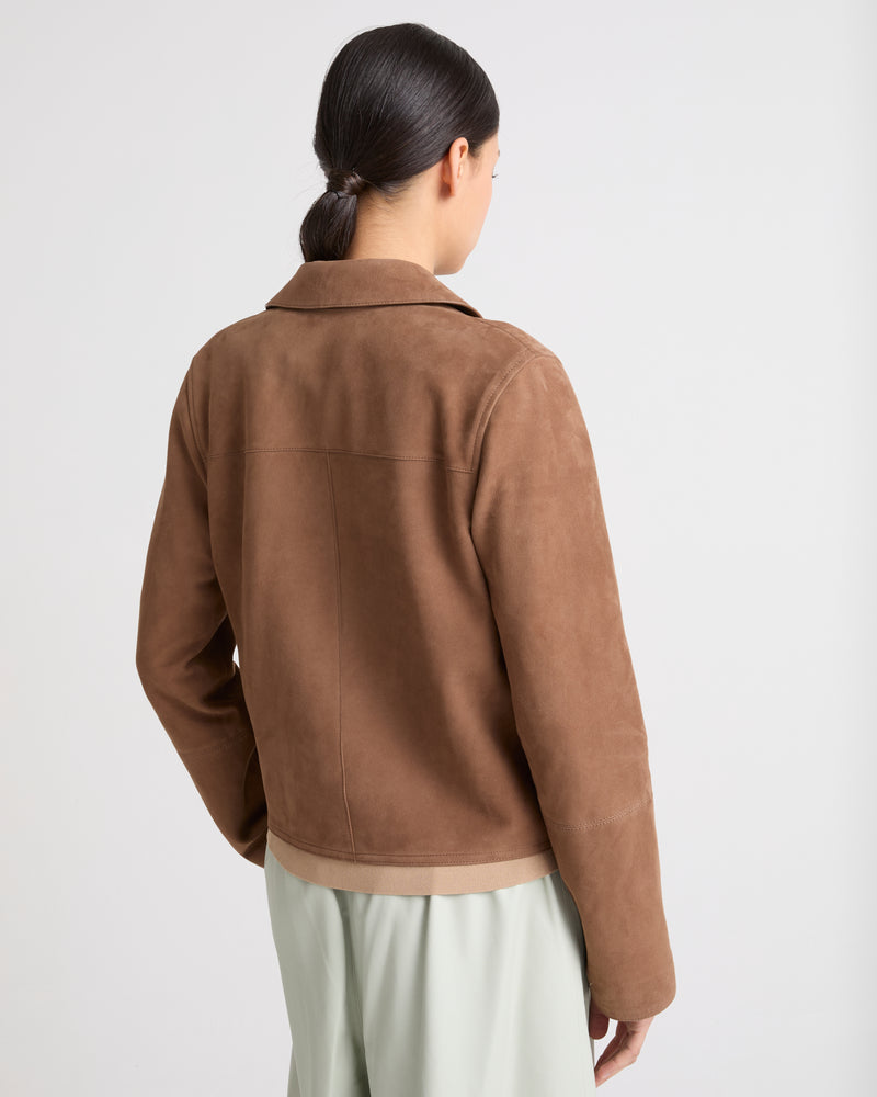 Cropped jacket in double-sided velour lamb leather