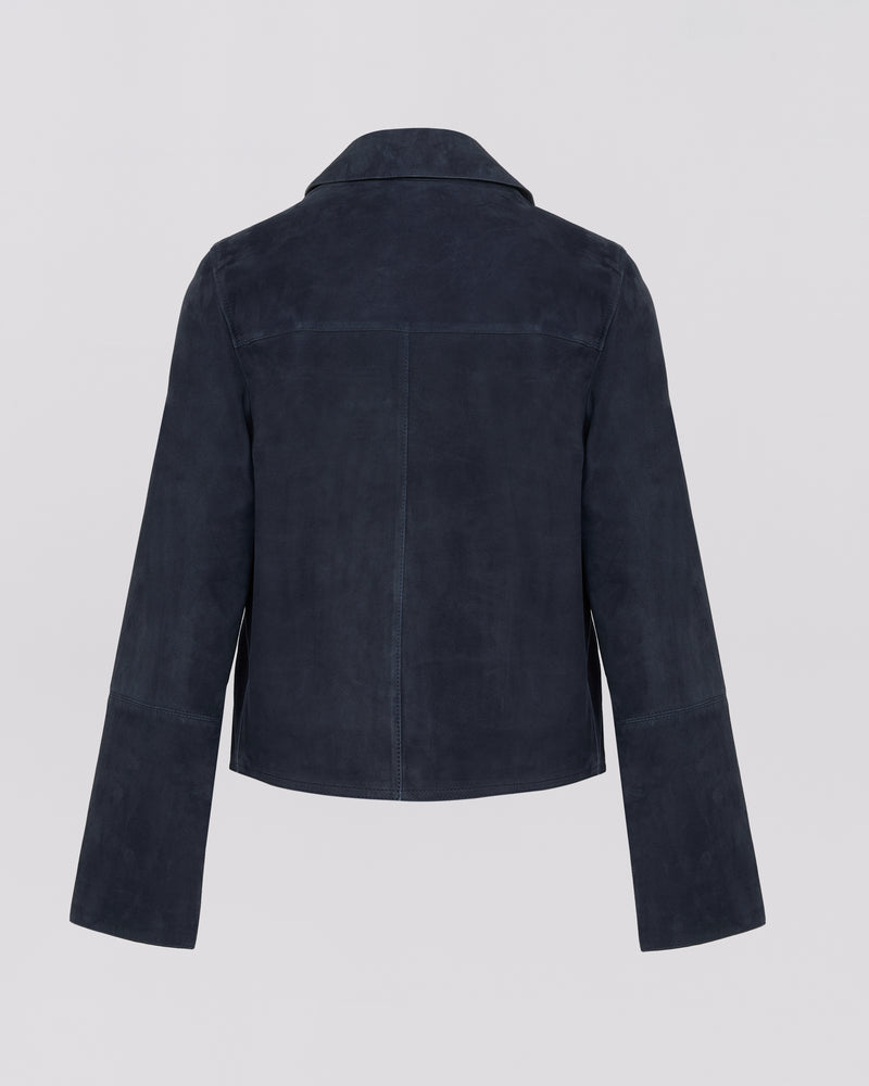 Cropped jacket in double-sided velour lamb leather