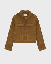 Cropped jacket in double-sided velour lamb leather