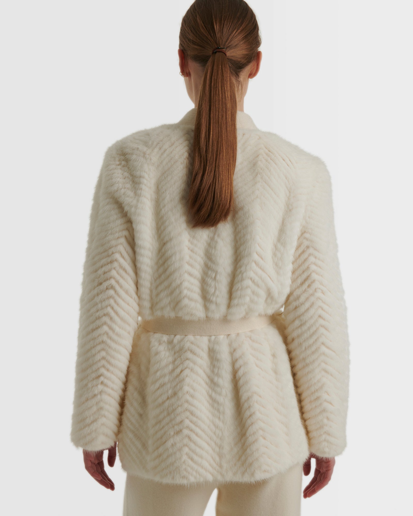 Merino knit and mink jacket - white - Yves Salomon – Yves Salomon US