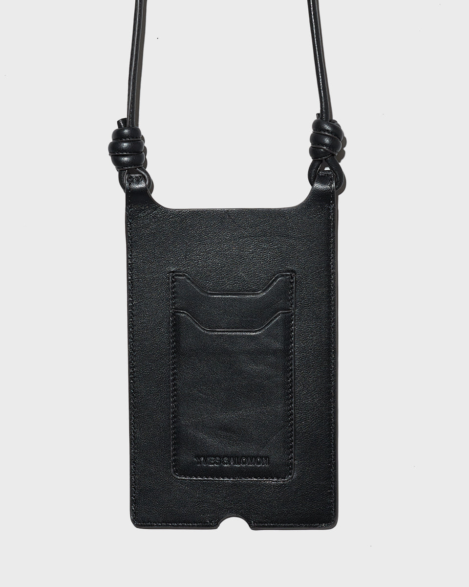 Phone case in lamb leather - black - Yves Salomon