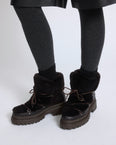 Lace-up mid-length shearling boots