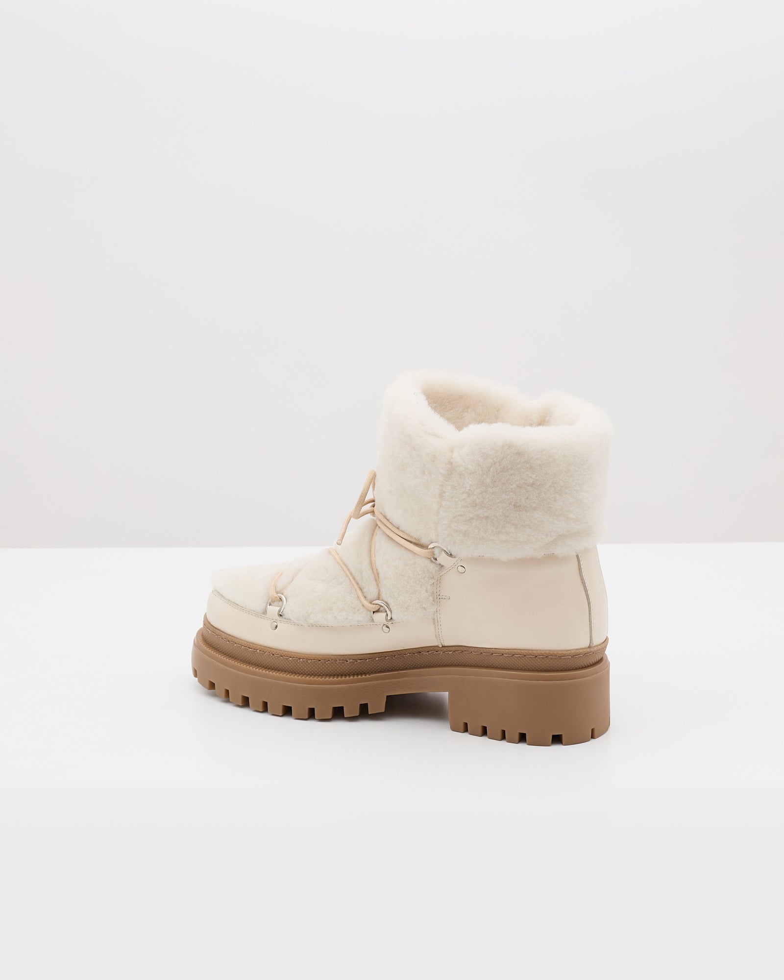 Lace-up mid-length shearling boots - white - Yves Salomon – Yves