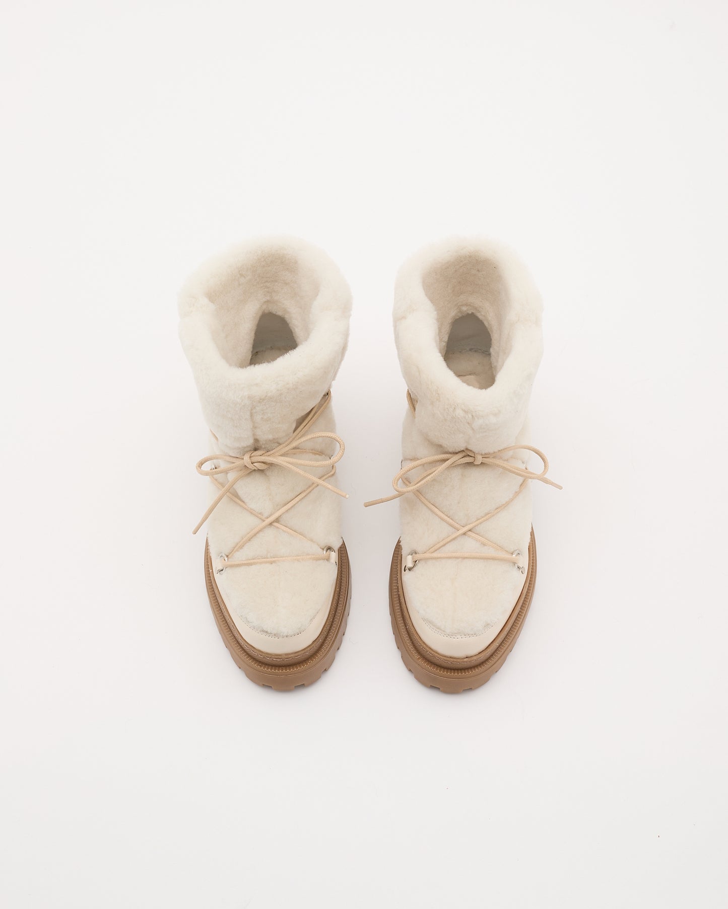 Lace-up mid-length shearling boots