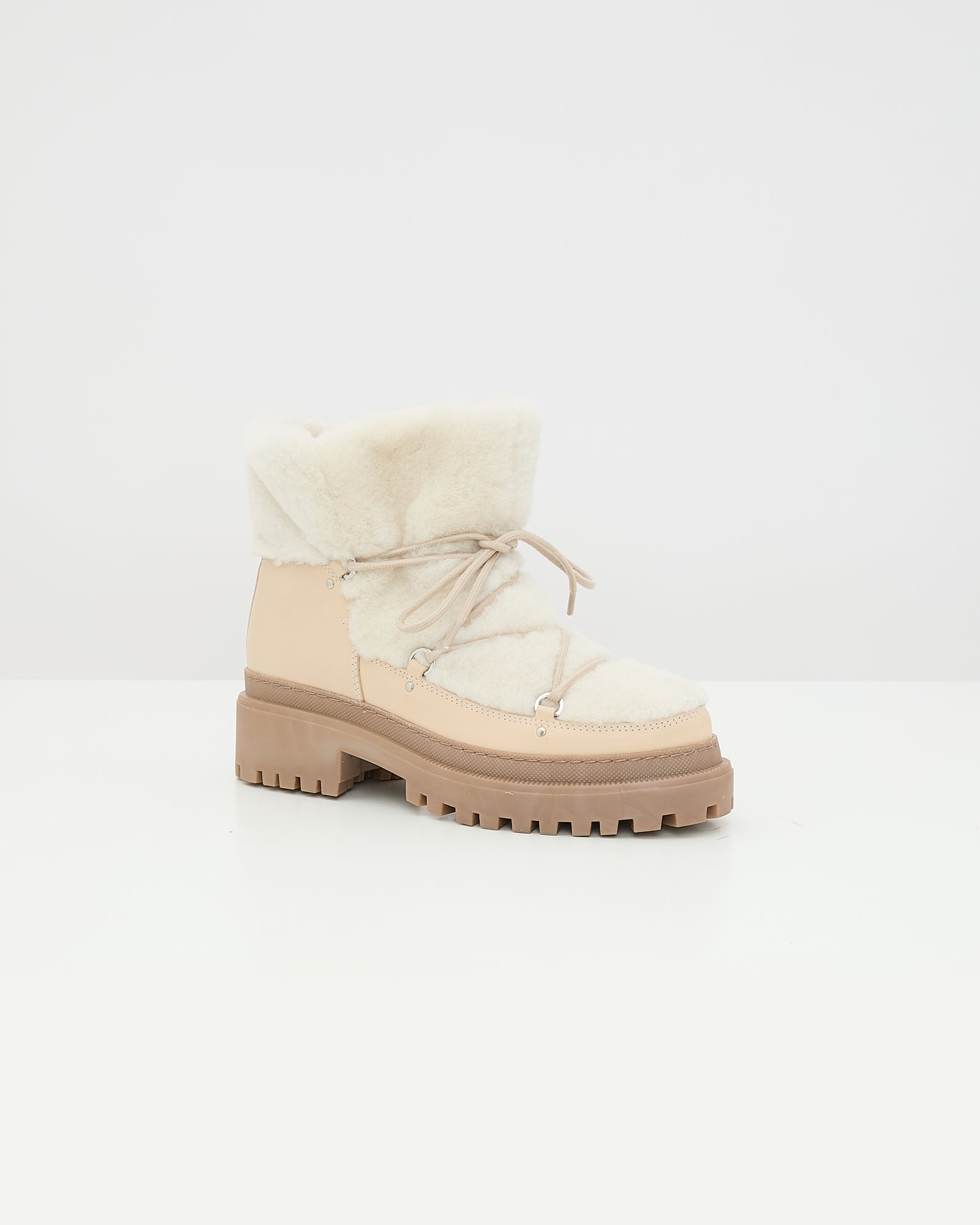 Lace-up mid-length shearling boots - Yves Salomon