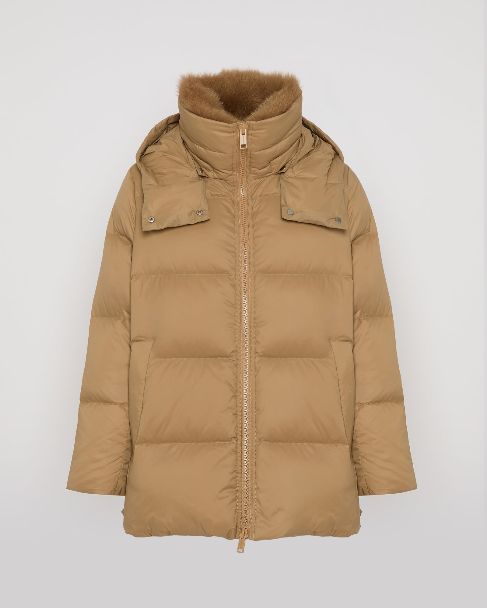 Iconic "A" line down jacket with fox fur collar - Yves Salomon