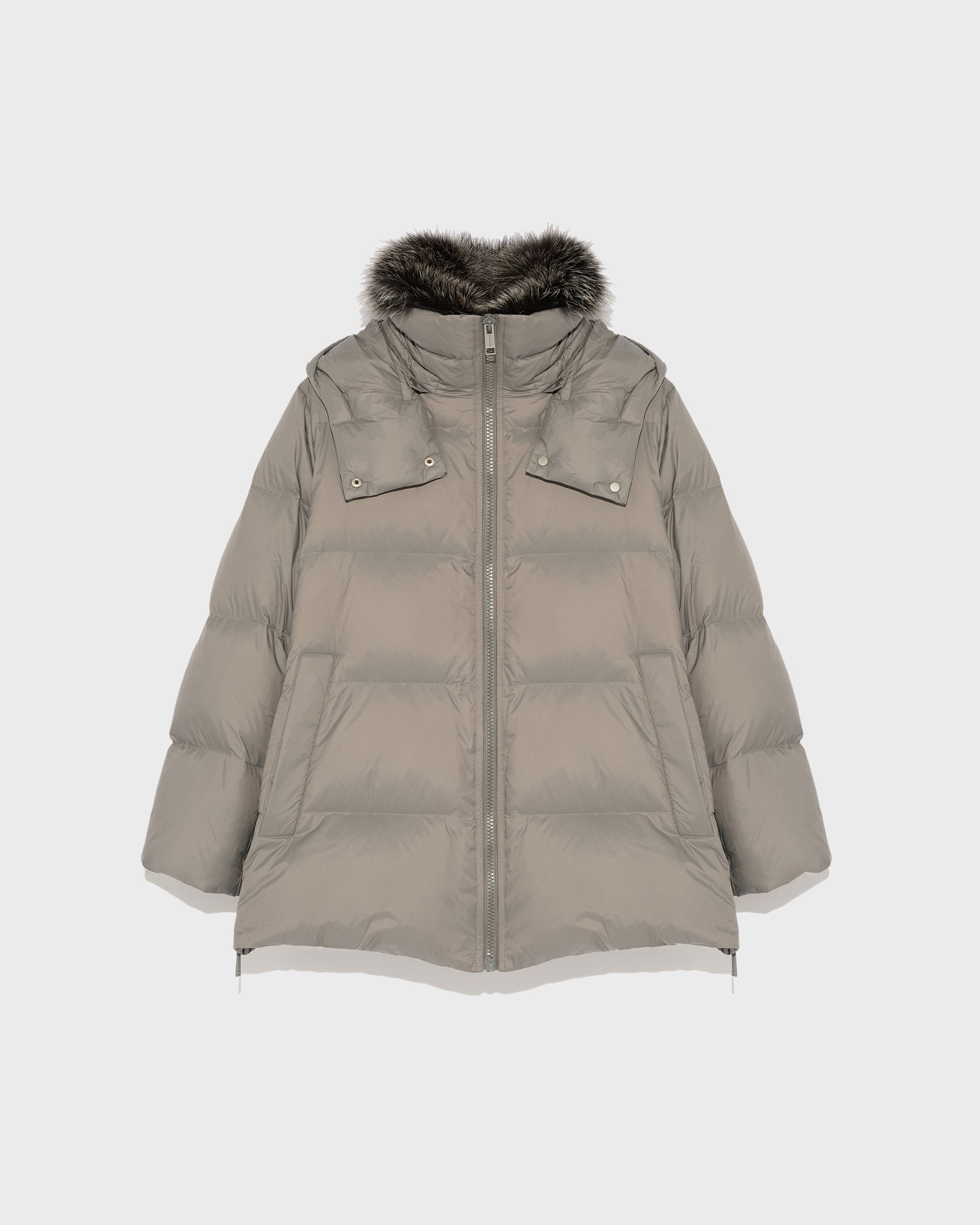 down jacket with fox fur collar - grey - Yves Salomon – Yves