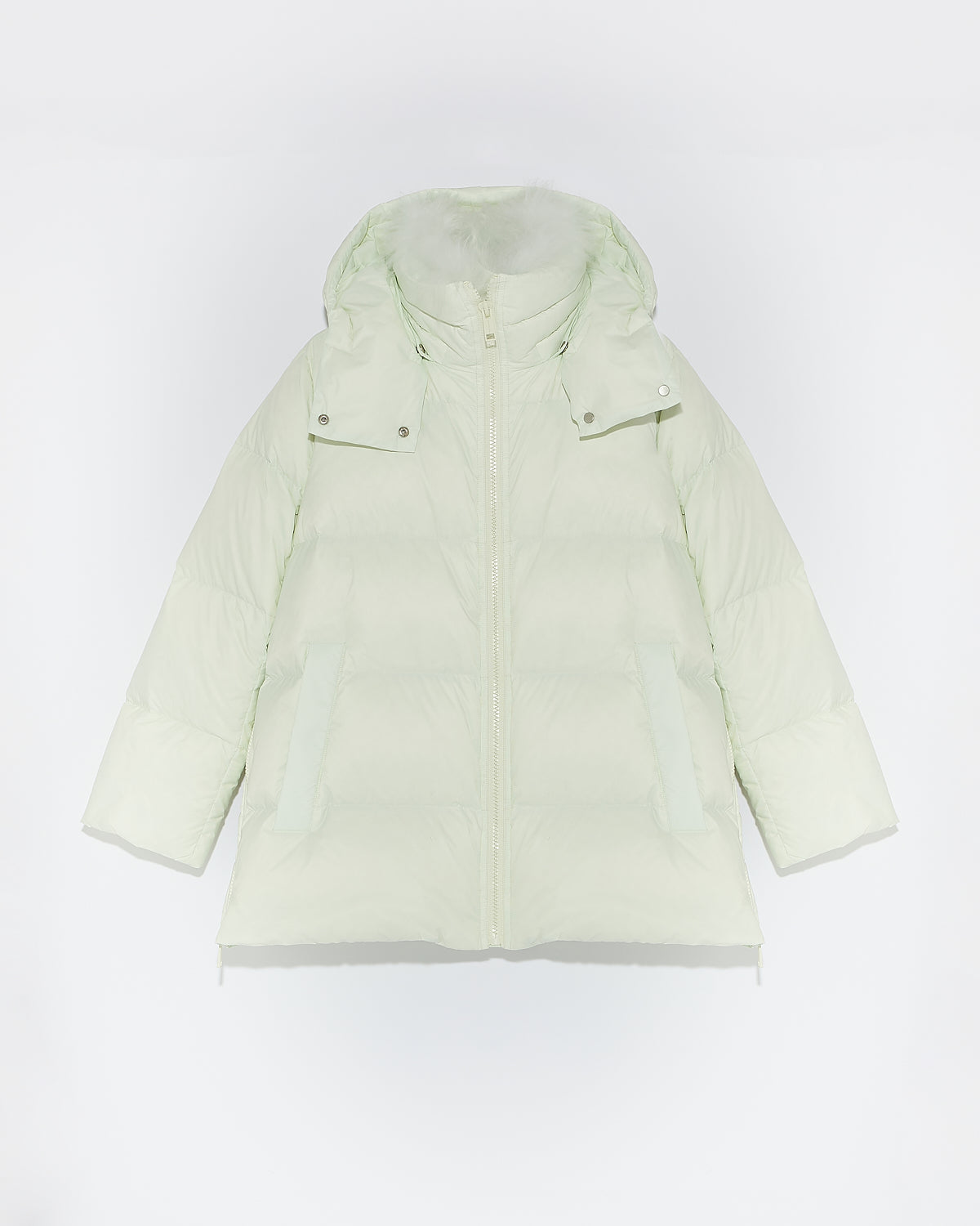 A line down jacket in water-repellent technical fabric with fluffy lambswool collar-Yves salomon-Winter sale & boxing day