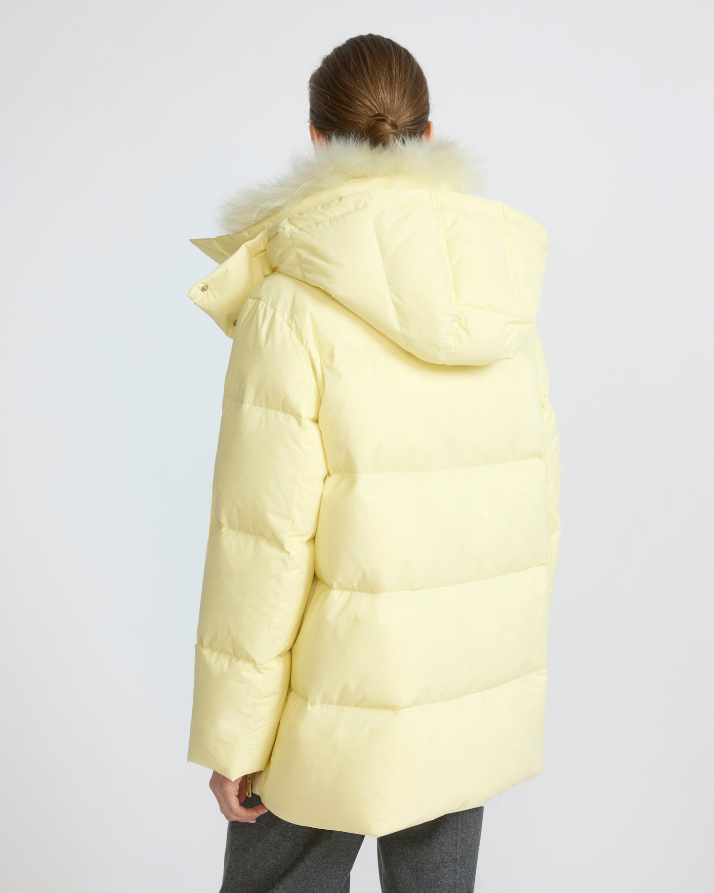 A-line down jacket in waterproof technical fabric with airy lambswool trim - Yves Salomon - New Fall/Winter Collection