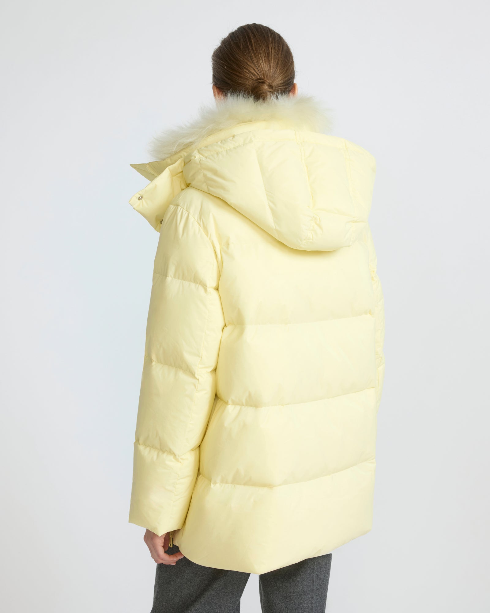 A-line down jacket in waterproof technical fabric with airy lambswool trim - Yves Salomon - New Fall/Winter Collection